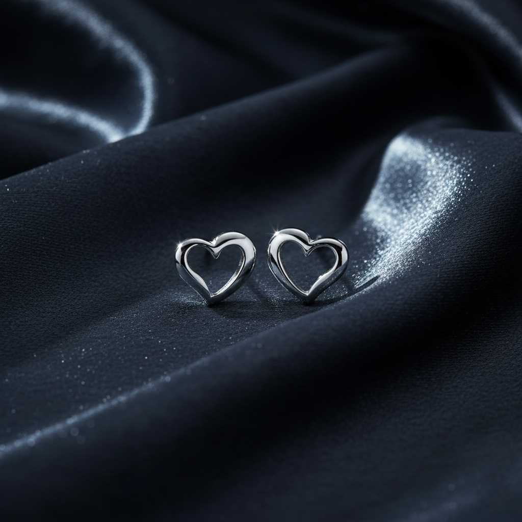 Dainty Open Heart Stud Earrings