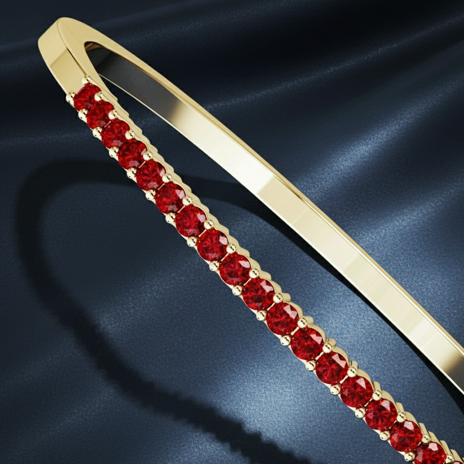 Rich Crimson Ruby Gemstone Bangle Bracelet