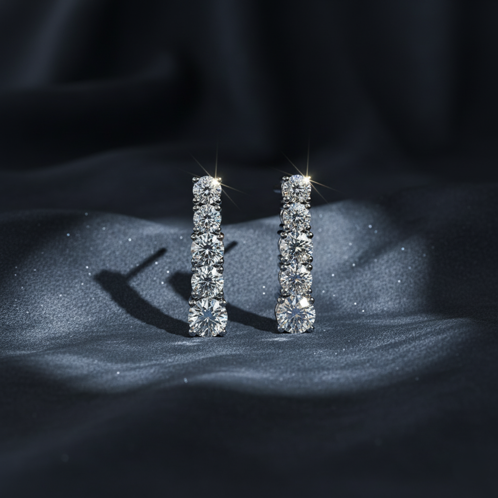 Glistening Five-Stone Drop Earrings