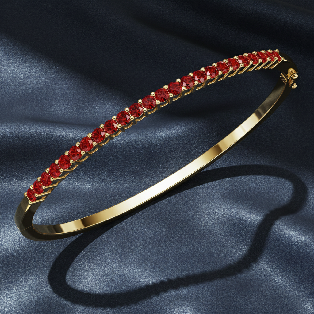 Rich Crimson Ruby Gemstone Bangle Bracelet