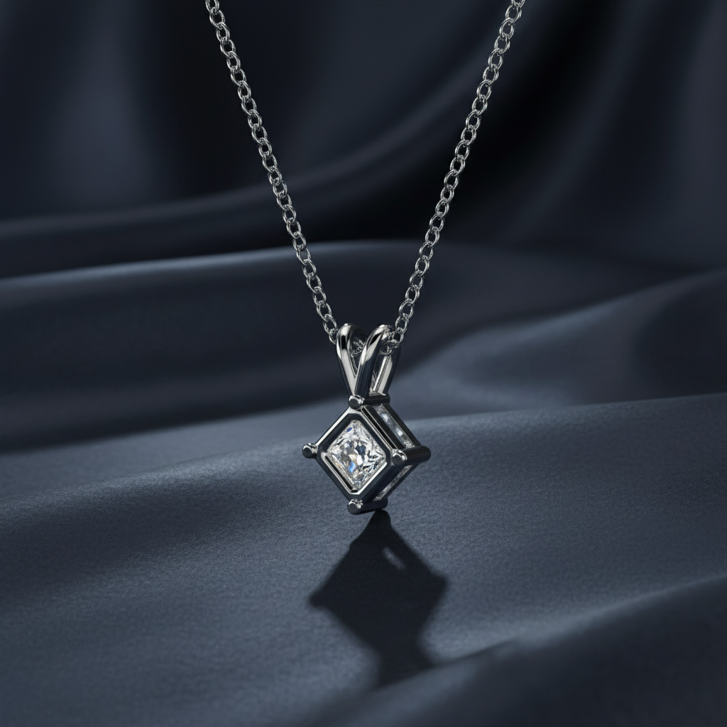 Classic Step Cut Ethical Diamond Necklace