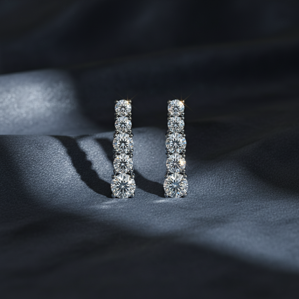 Glistening Five-Stone Drop Earrings
