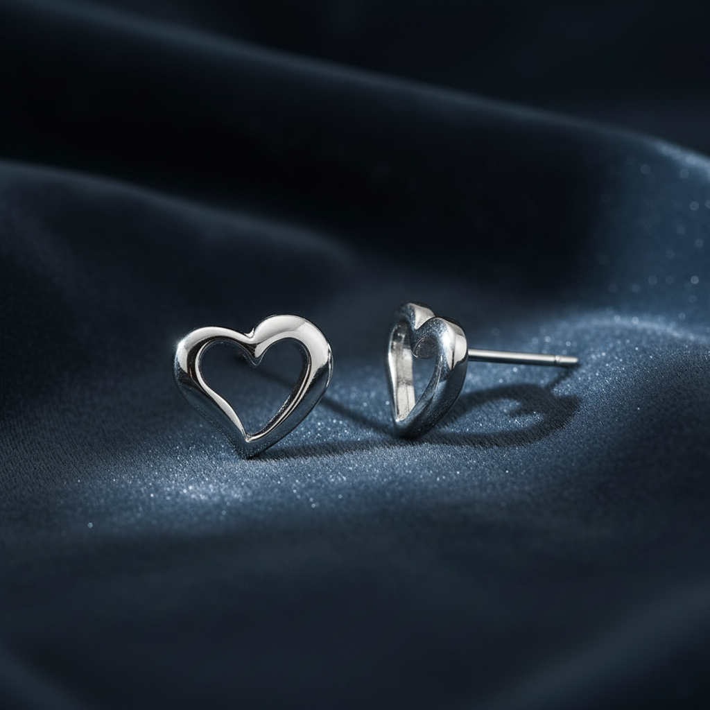 Dainty Open Heart Stud Earrings