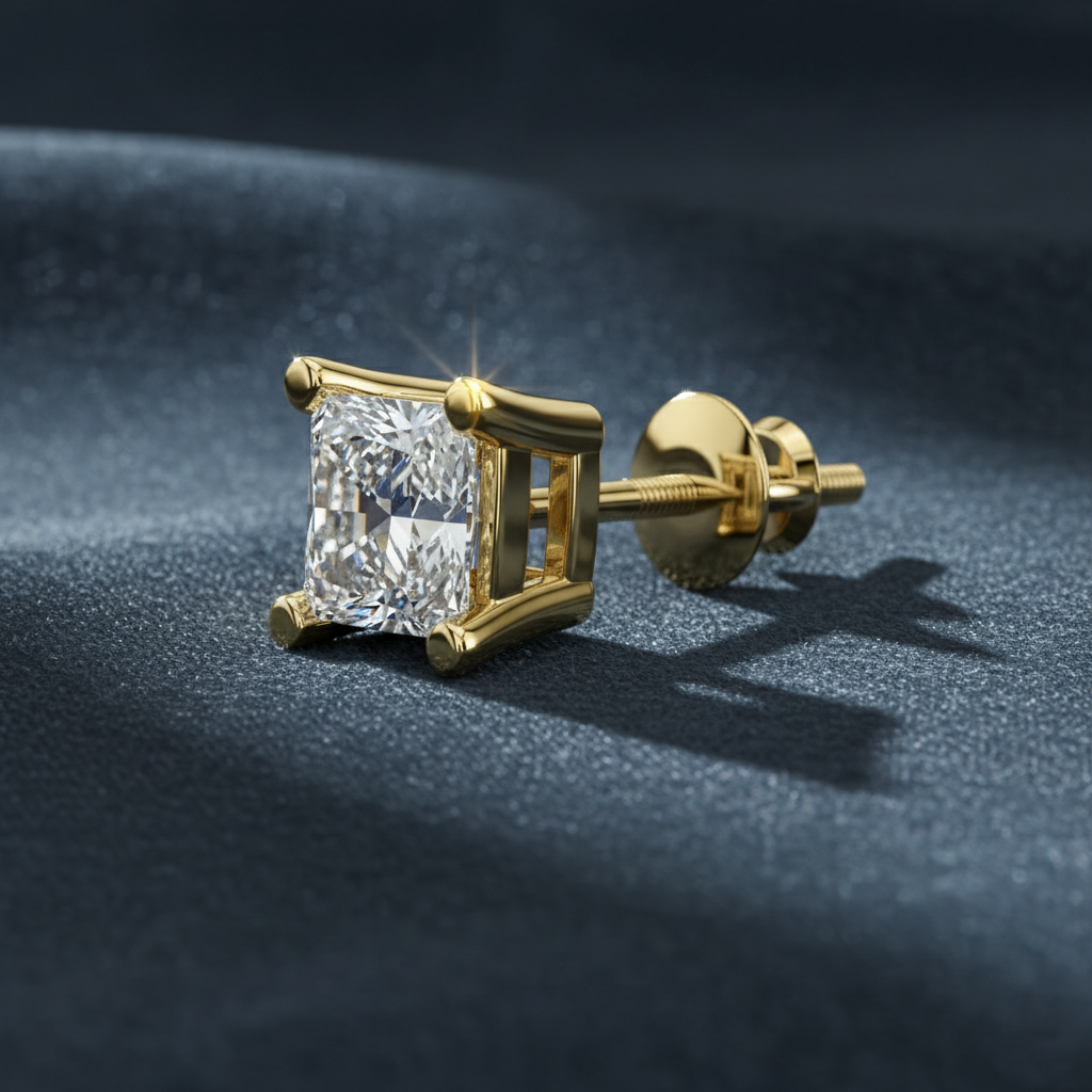 Bold Geometric Solo Diamond Stud