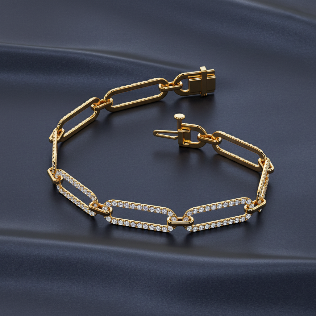 Brilliant Paperclip Style Lab Diamond Bracelet