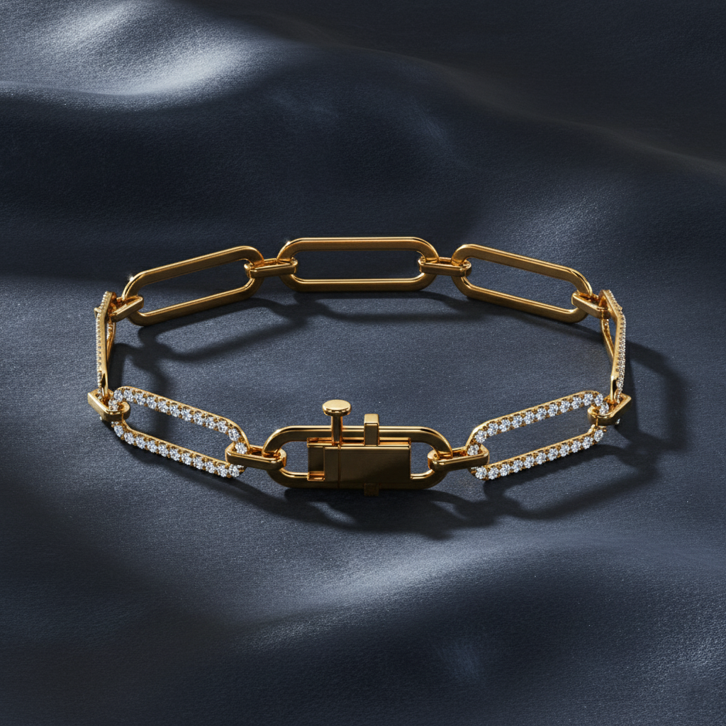 Brilliant Paperclip Style Lab Diamond Bracelet