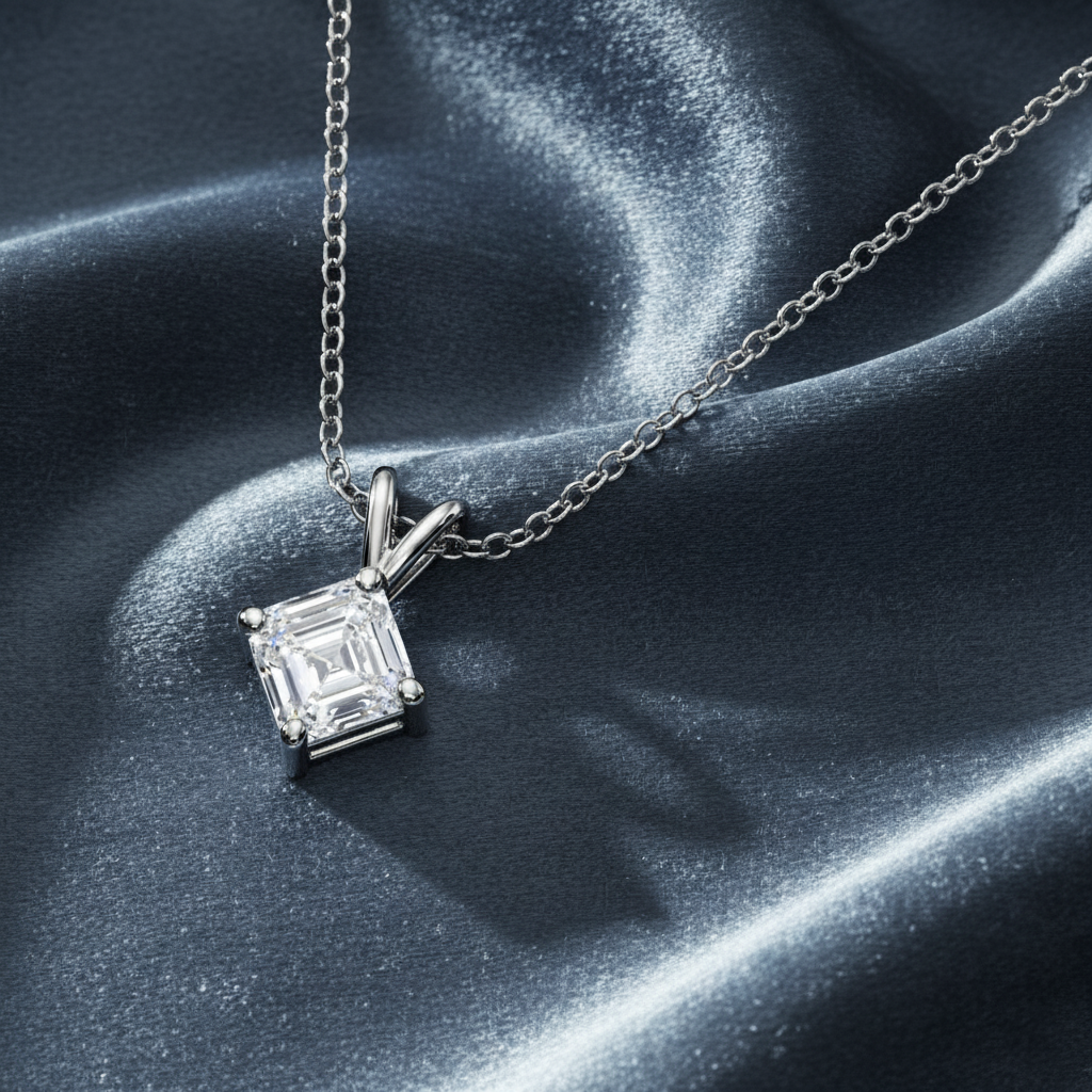 Classic Step Cut Ethical Diamond Necklace