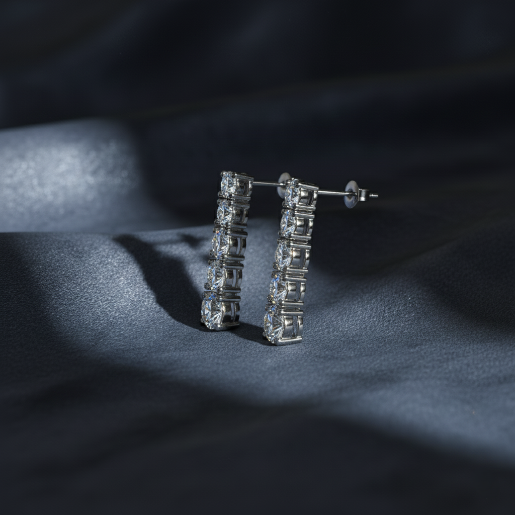 Glistening Five-Stone Drop Earrings