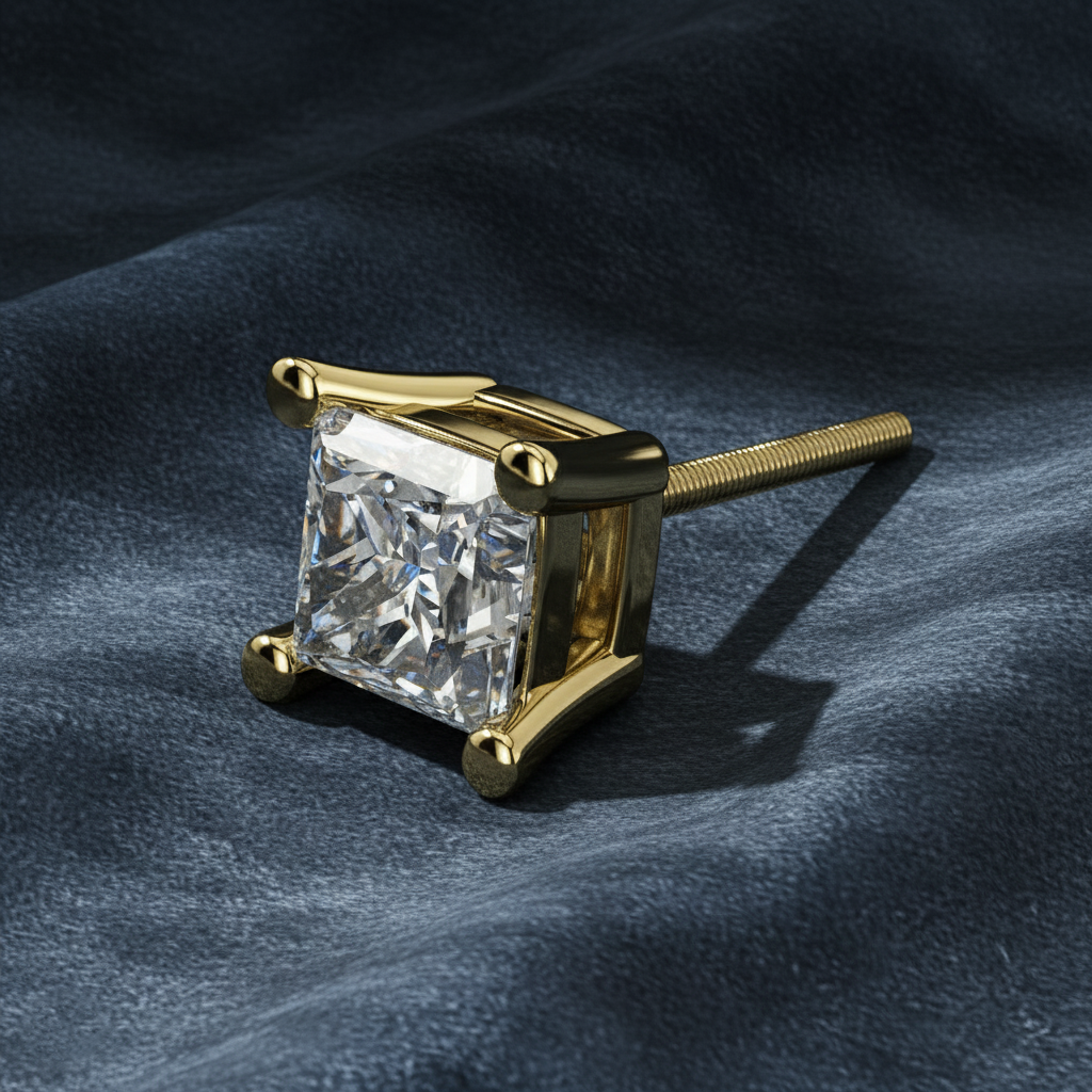 Bold Geometric Solo Diamond Stud