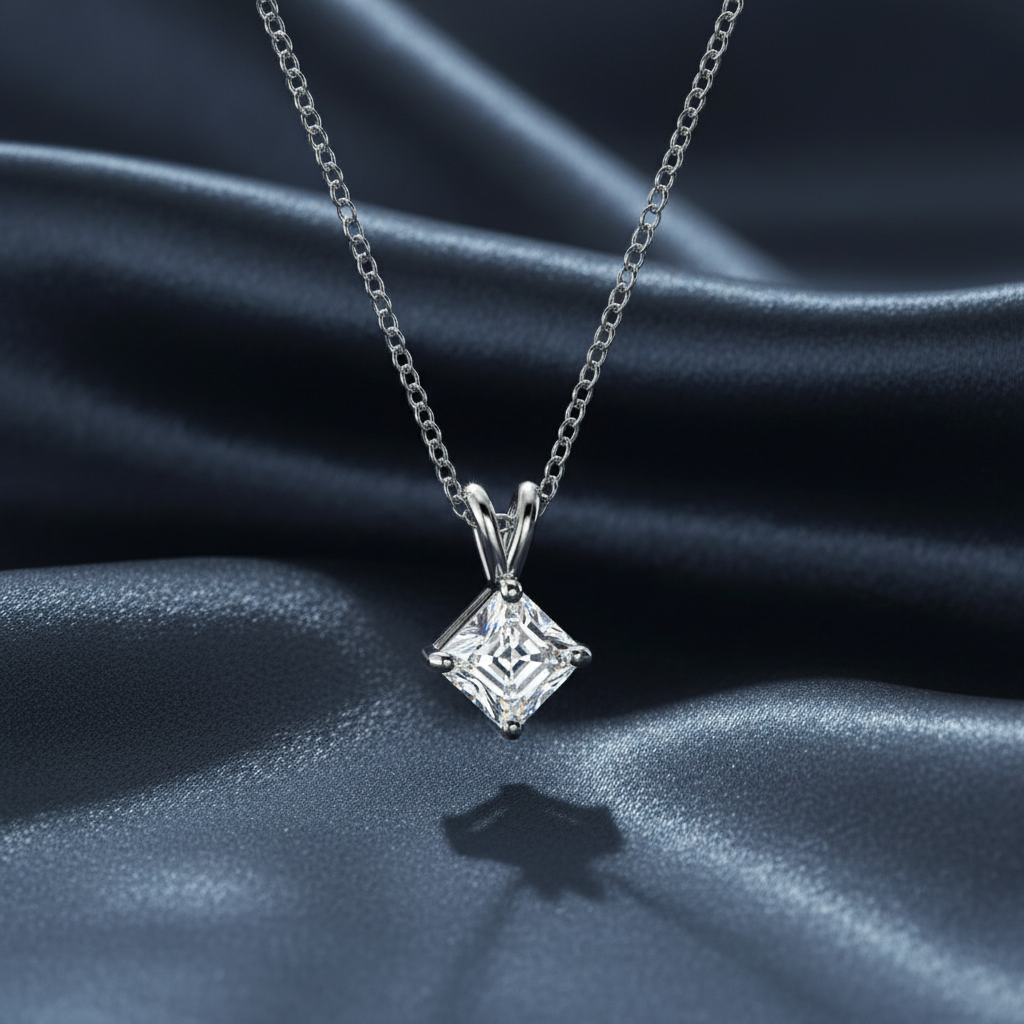 Classic Step Cut Ethical Diamond Necklace