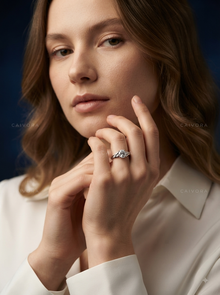 Portuguese Cut Diamond Engagement Ring with Elegant Twist Setting