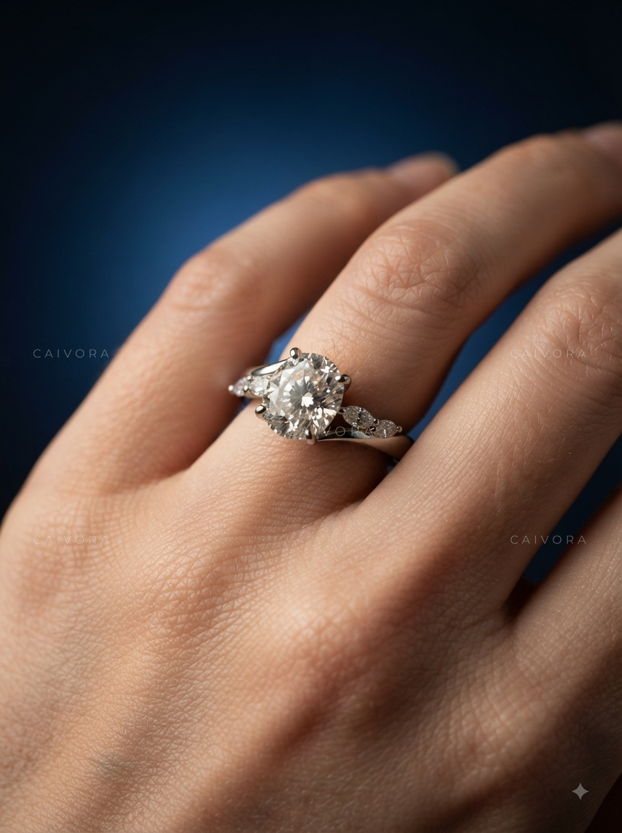 Portuguese Cut Diamond Engagement Ring with Elegant Twist Setting
