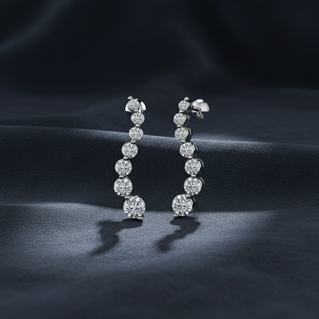 Elegant Curvy Diamond Drop Earrings