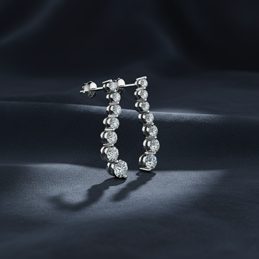 Elegant Curvy Diamond Drop Earrings