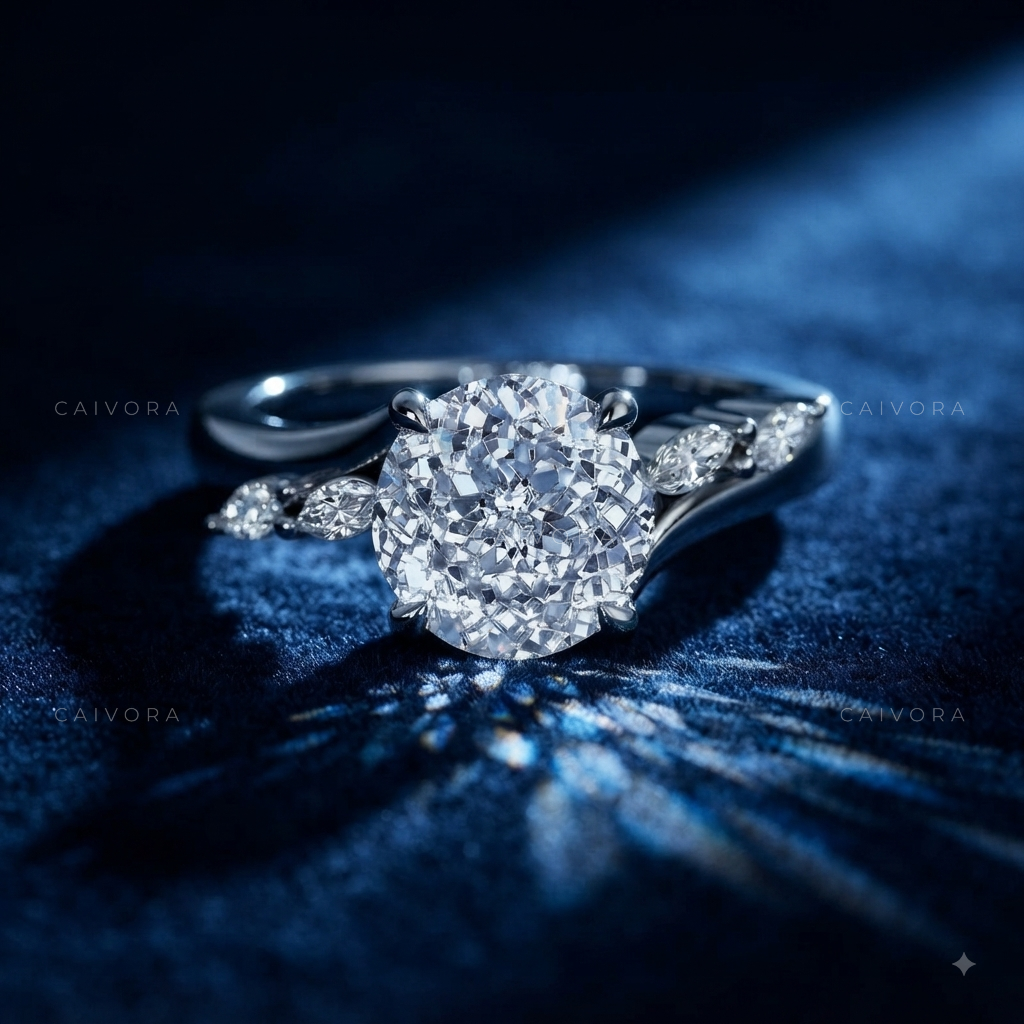 Portuguese Cut Diamond Engagement Ring with Elegant Twist Setting