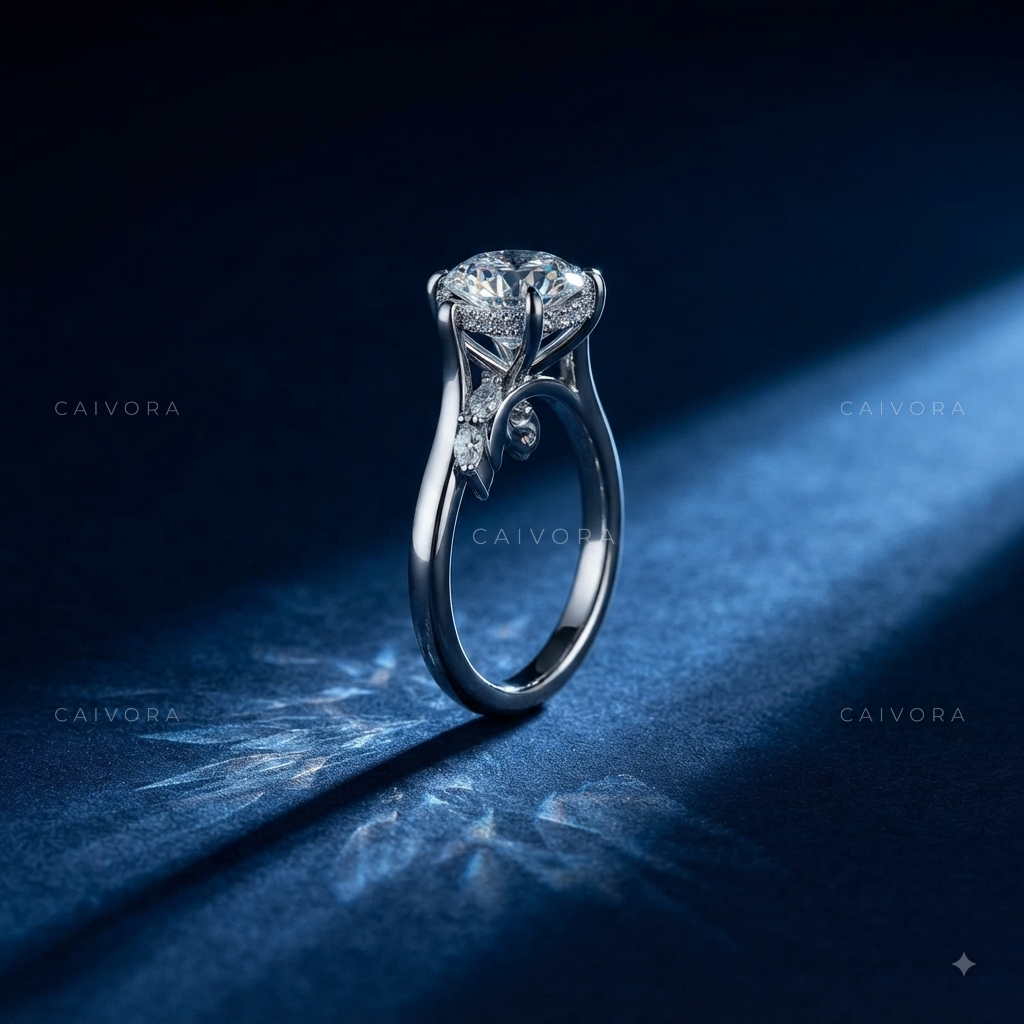 Portuguese Cut Diamond Engagement Ring with Elegant Twist Setting