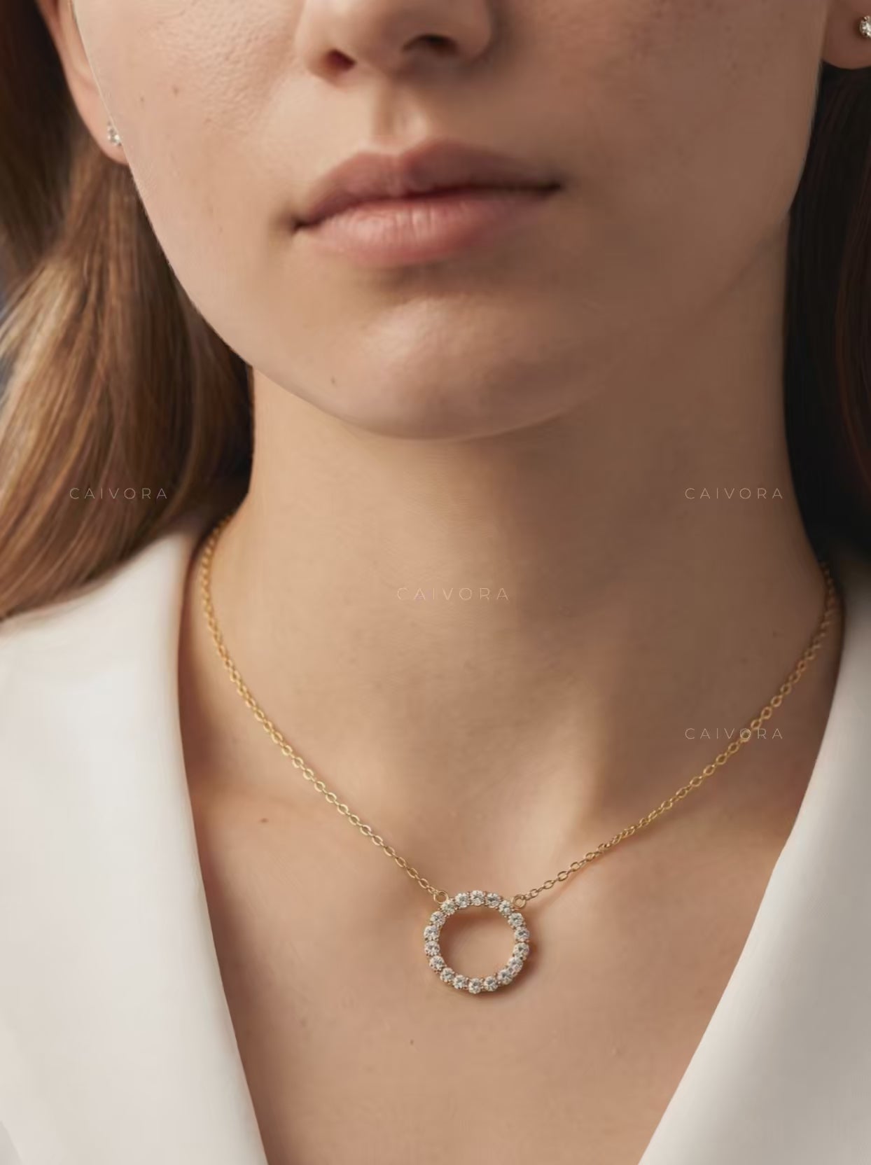 Round Lab-Grown Diamond Circle Pendant Necklace