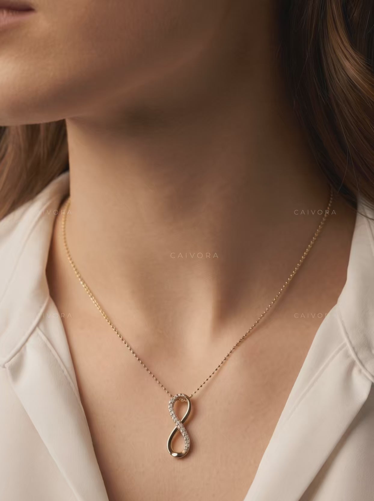 Vertical Infinity Lab-Grown Diamond Pendant Necklace