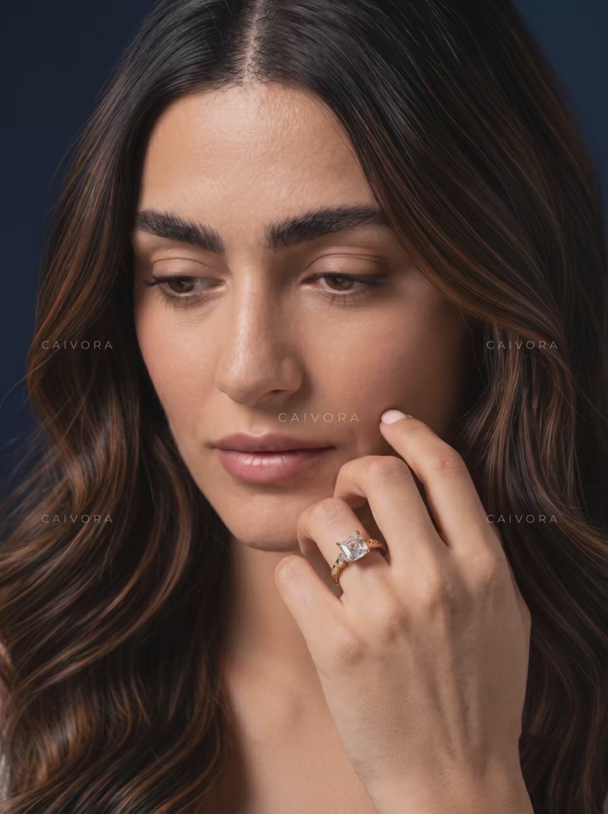 Asscher Cut Floral Detail Vintage Engagement Ring