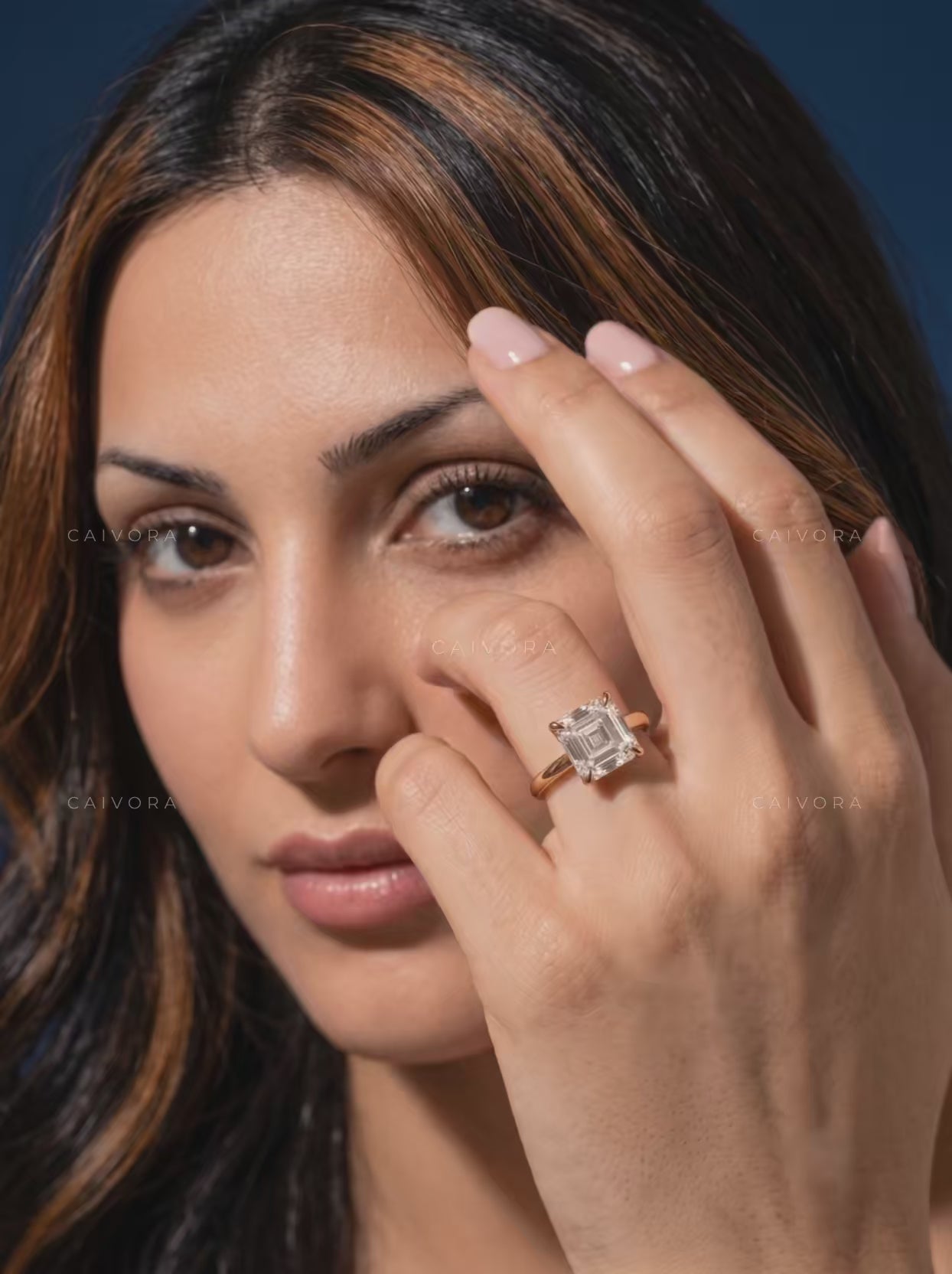 Asscher Cut Hidden Halo Pavé Tulip Engagement Ring
