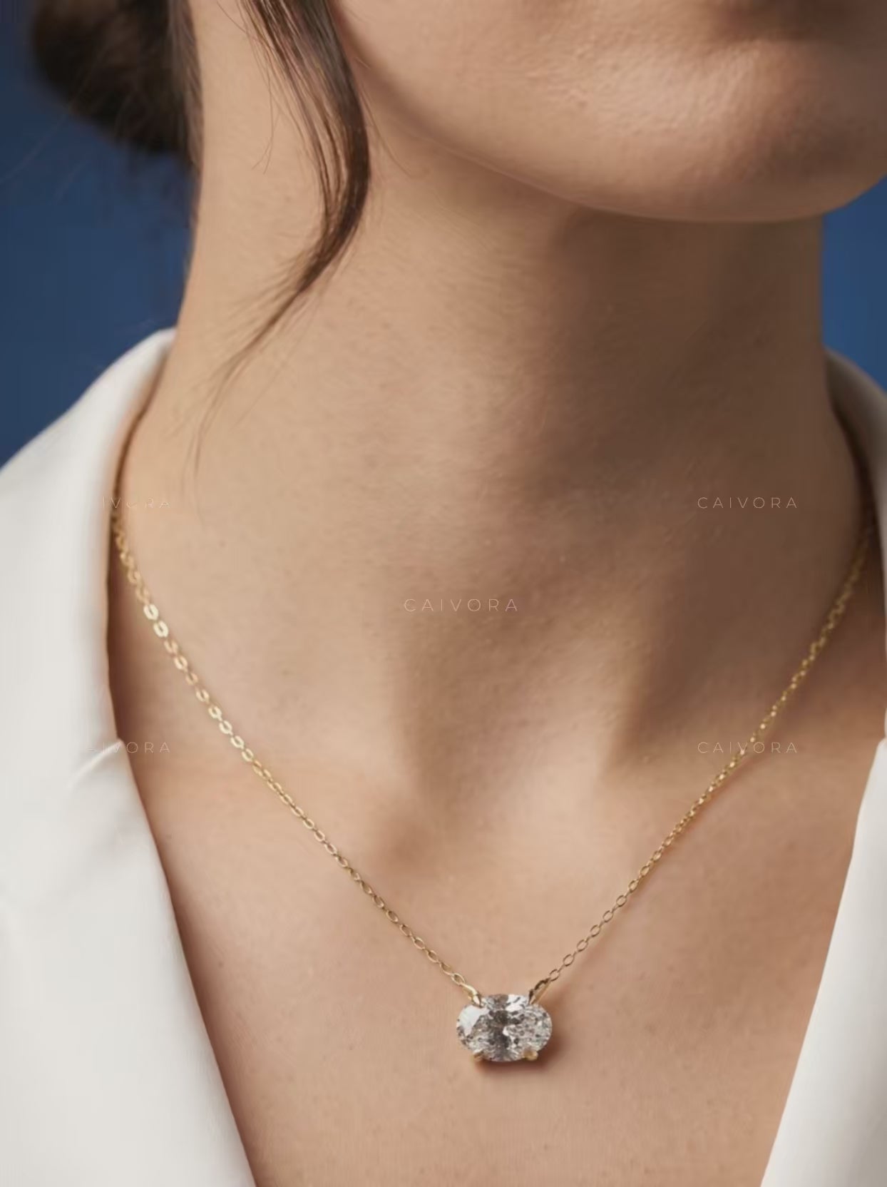 Oval Lab-Grown Diamond Solitaire Pendant Necklace