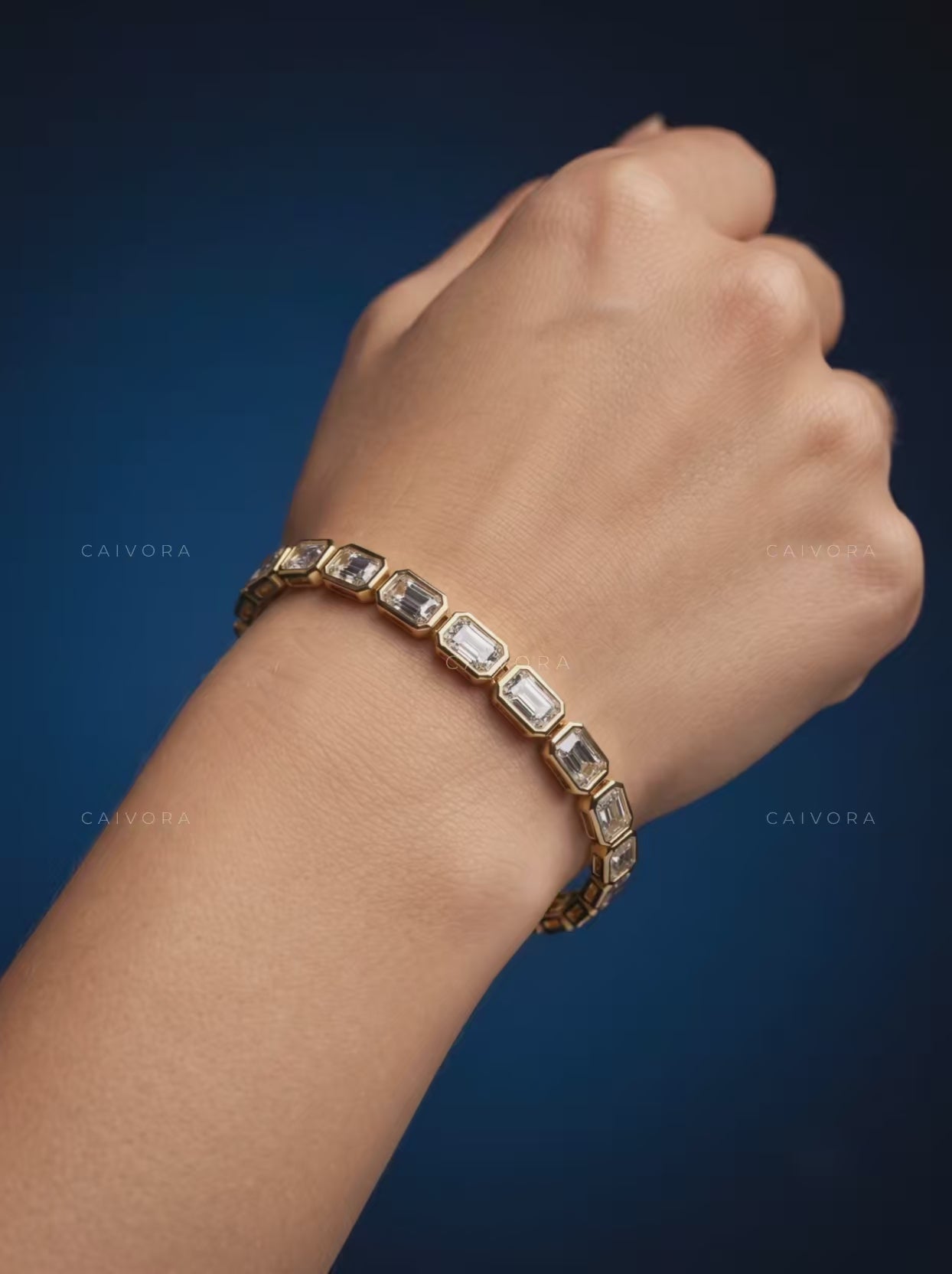Emerald Cut Bezel Tennis Bracelet