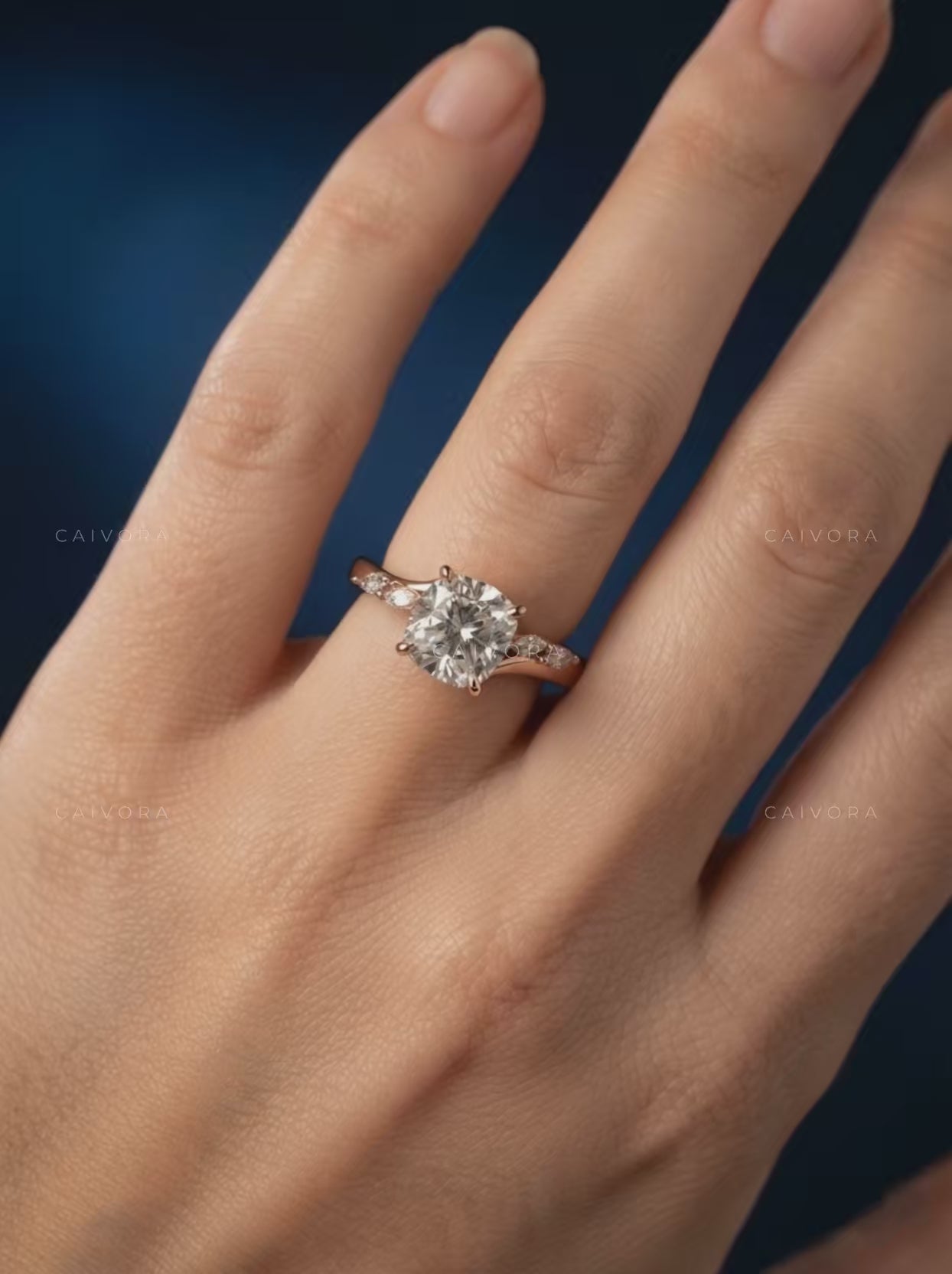 Cushion Cut Diamond Ring with Intertwined Twist Band