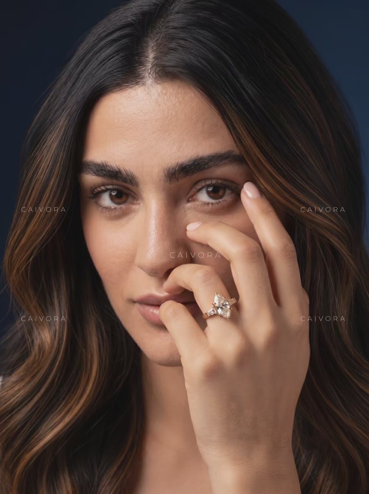 Sculpted Elegance with a Marquise Cut Center Diamond