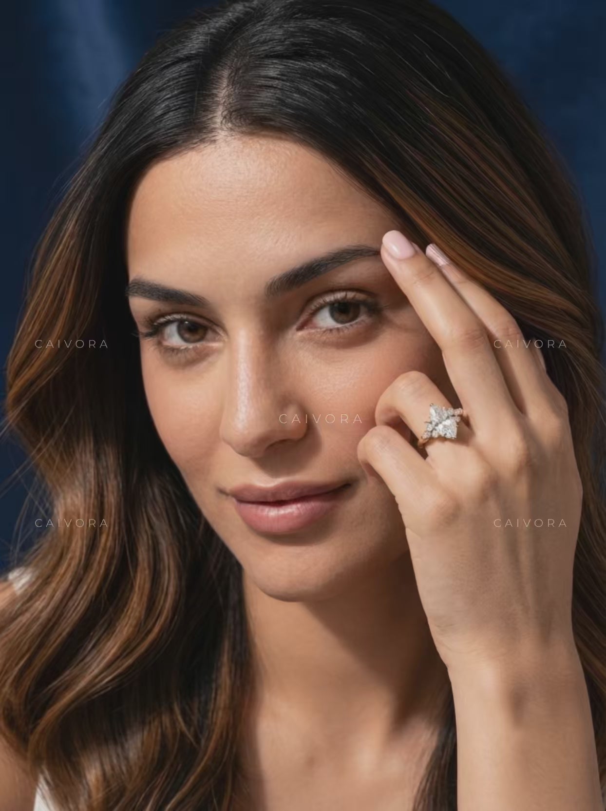 Elegant Triana Engagement Ring with a Marquise Cut Center Diamond