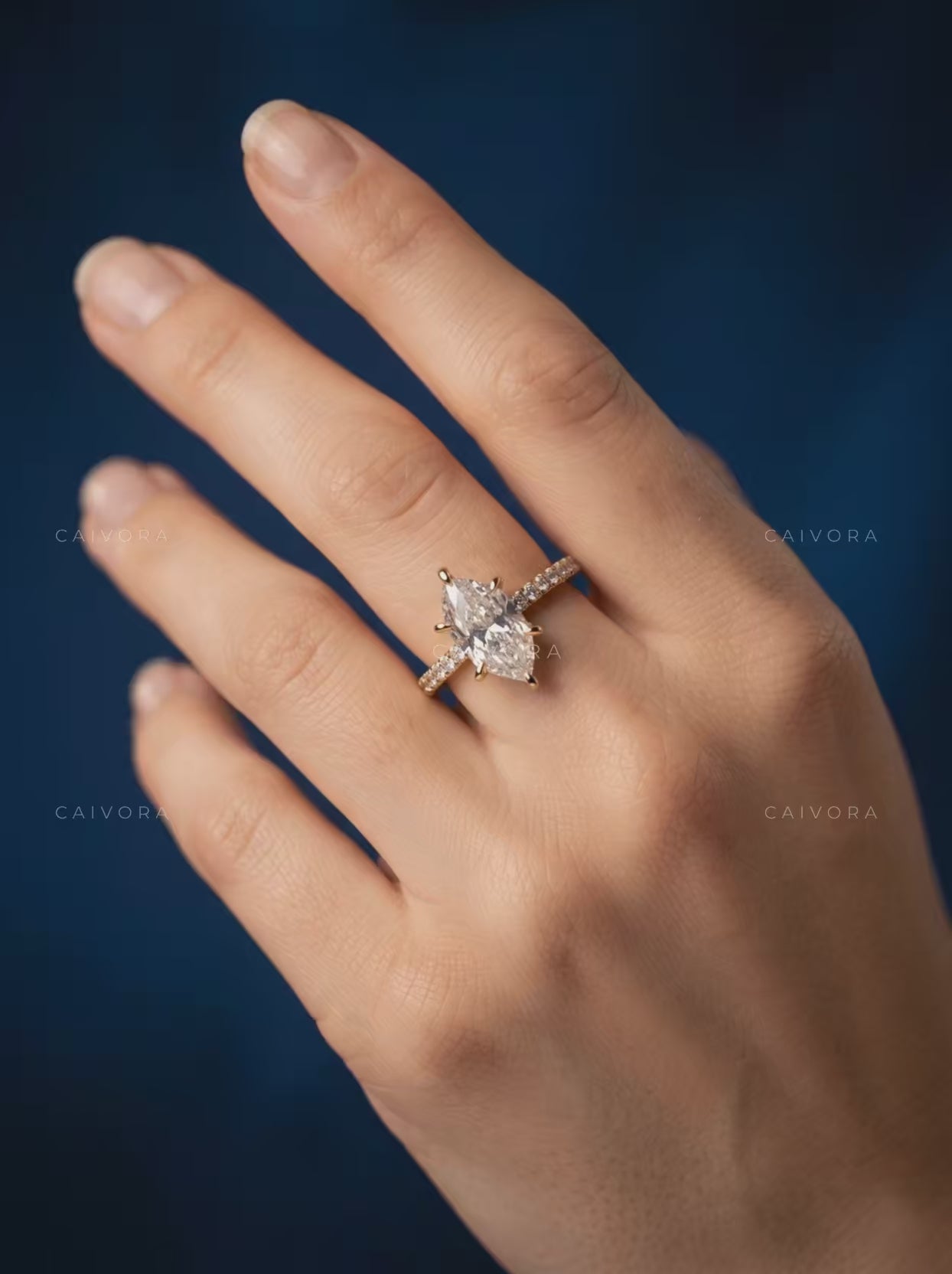 Modern Twist Band Engagement Ring with Hexagon Cut Center Diamond
