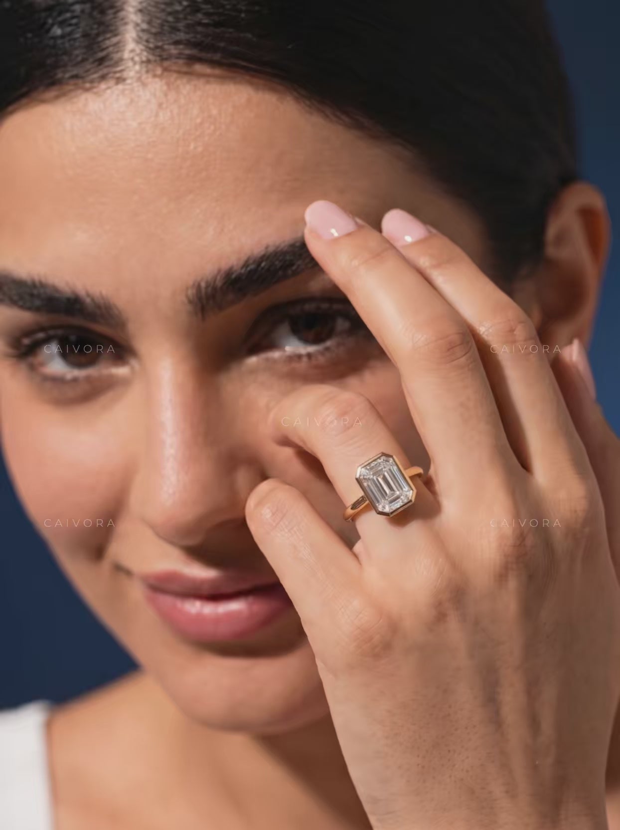 Emerald Cut Modern Bezel Engagement Ring