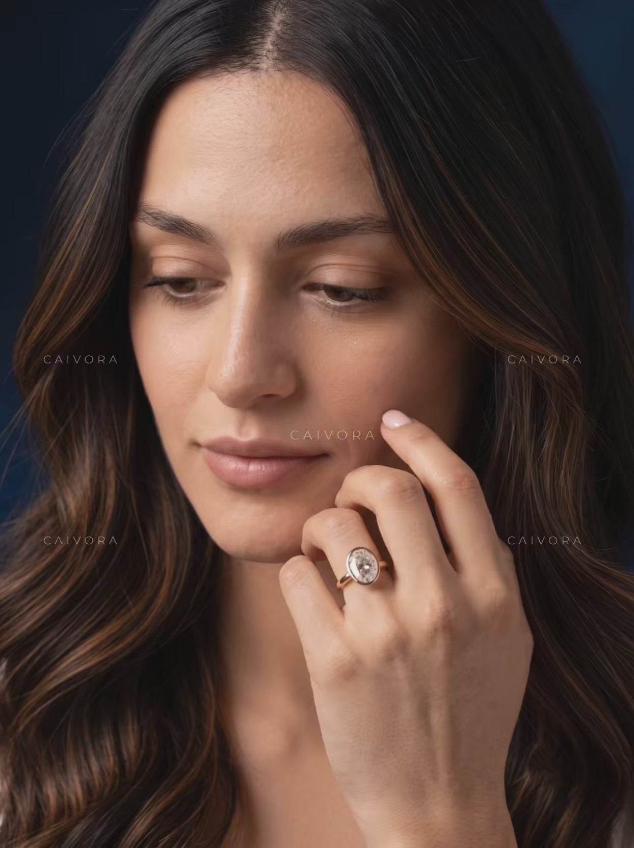 Fluid Elegance with an Oval Cut Hidden Halo