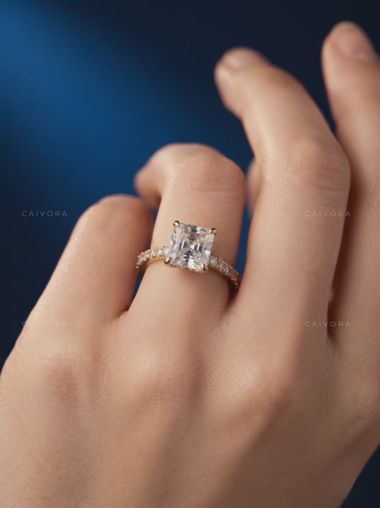 Elegant Twist Band Engagement Ring with Asscher Cut Diamond
