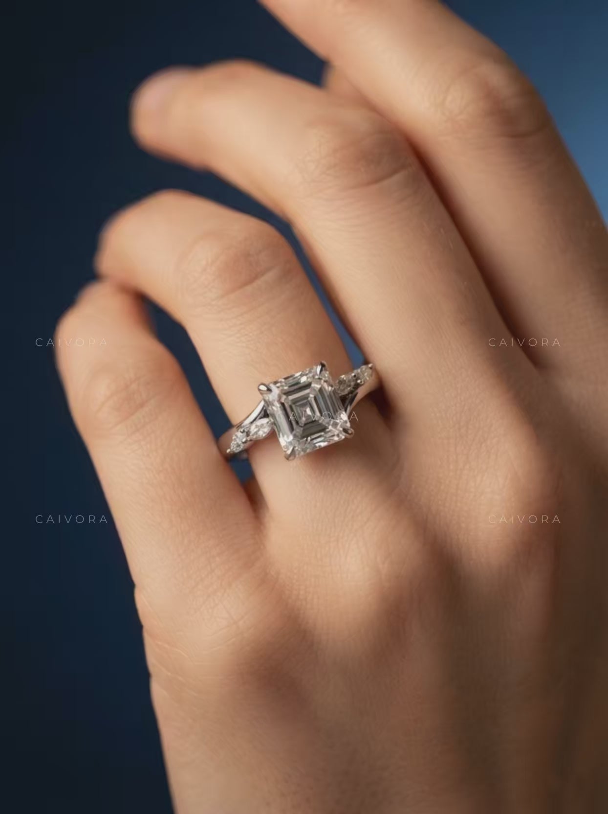 Asscher Cut Diamond Twist Engagement Ring