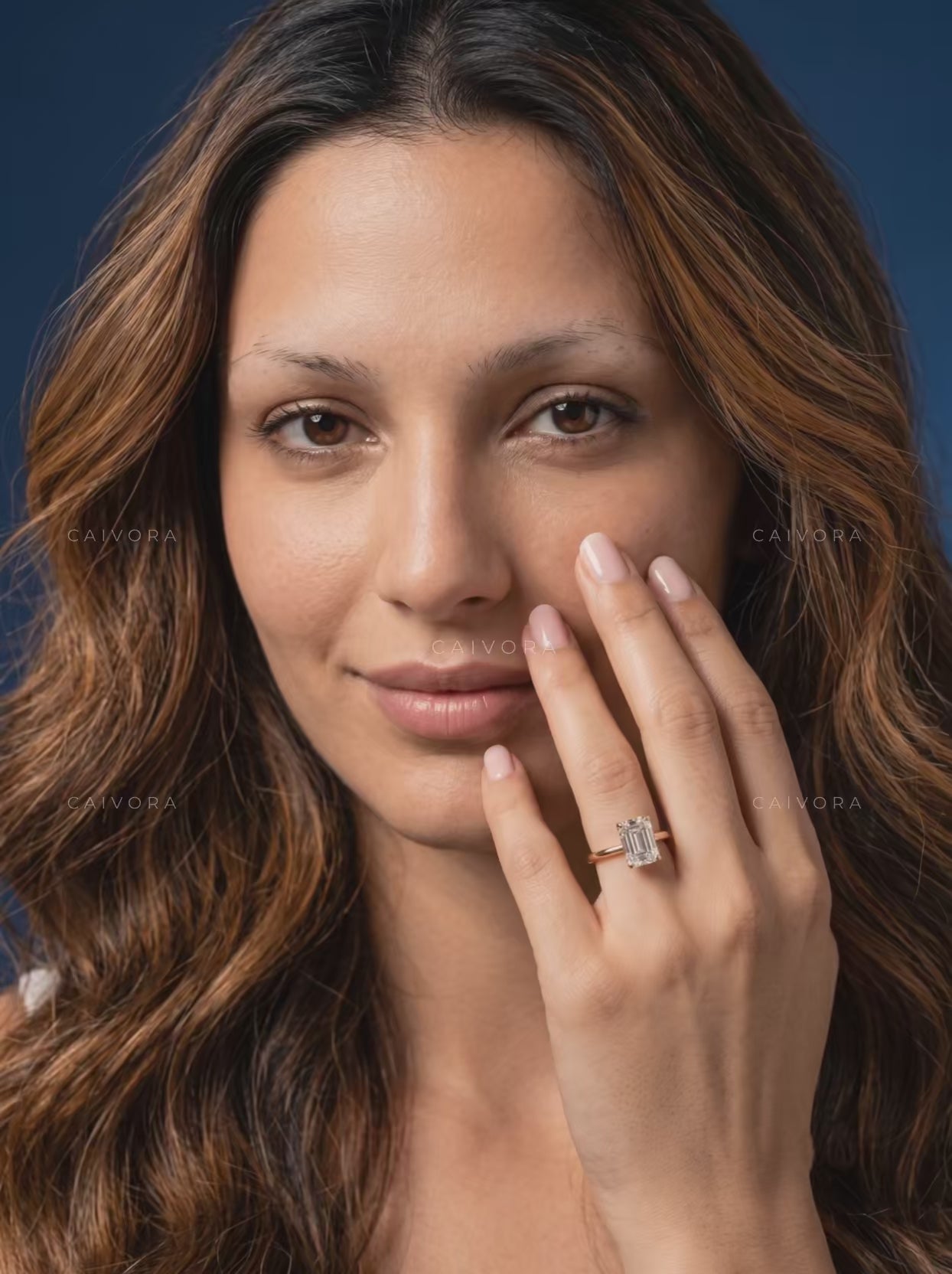 Emerald Cut Hidden Halo Pavé Tulip Engagement Ring