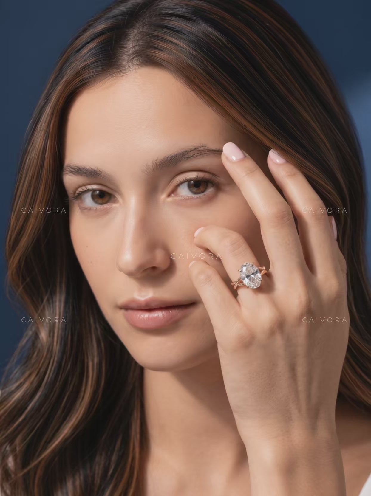 Graceful Sophistication with a Moval Cut Center Diamond