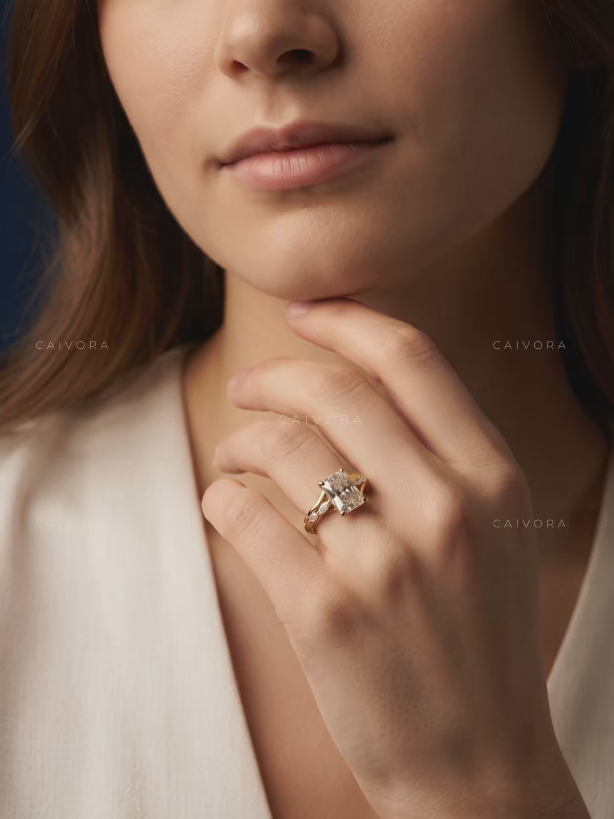 Radiant cut Diamond Ring with Graceful Twist Setting